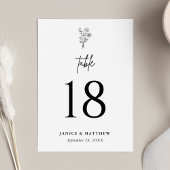 Black Modern Minimalistisch Floral Bouquet Wedding Tischnummer