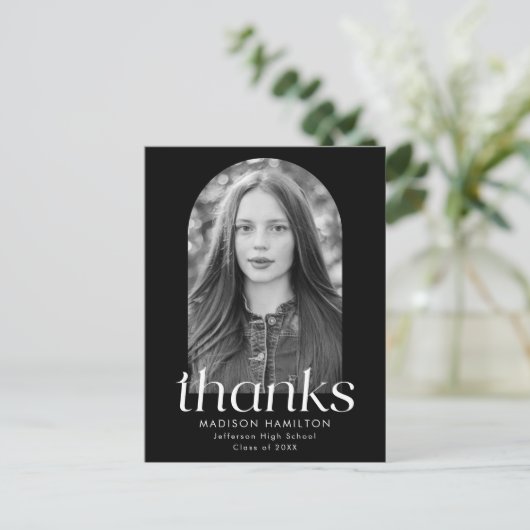 Black Modern Minimalistisch Foto Abschluss Vielen Postkarte (Stehend Vorderseite)