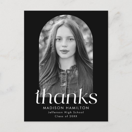 Black Modern Minimalistisch Foto Abschluss Vielen Postkarte (Vorderseite)