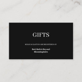 Black Modern Minimalistisch Gift Registry Begleitkarte