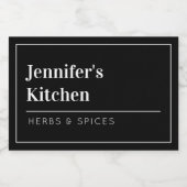 Black Modern Minimalistisch Kitchen Lebensmitteletikett (Einzelnes Label)