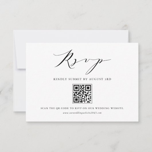 Black Modern Minimalistisch Script Hochzeitsskript RSVP Karte (Vorderseite)