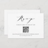 Black Modern Minimalistisch Script Hochzeitsskript RSVP Karte (Vorne/Hinten)