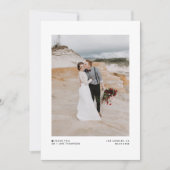 Black Modern Minimalistisch Typografy Foto Wedding Dankeskarte (Vorderseite)