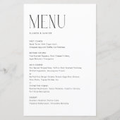 Black Modern Minimalistisch Typografy Menu Card (Vorderseite)