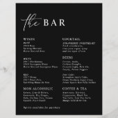 Black Modern Minimalistisch Wedding Bar Menu (Vorderseite)