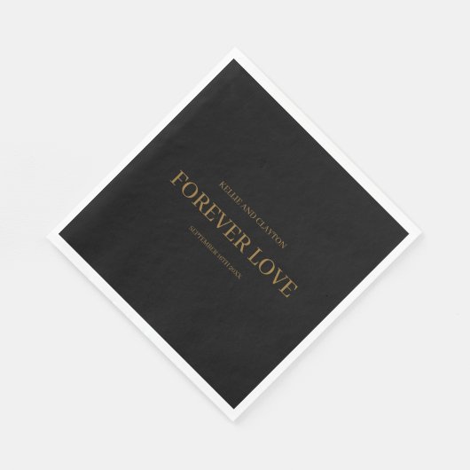 Black Modern Minimalistisch Wedding Napkins Serviette (Ecke)