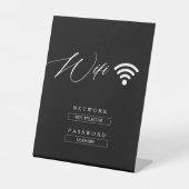 Black Modern Minimalistisch WiFi Password Wedding Sockelschild (Vorderseite)