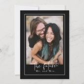 Black Modern Minimalistische Engagement Party Foto Einladung (Rückseite)