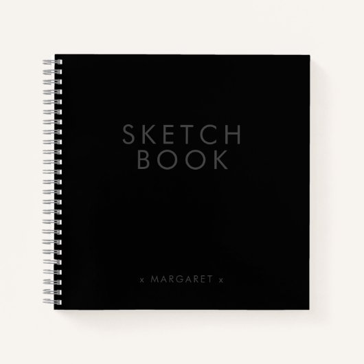 Black Modern Minimalistisches Personalisiertes Ske Notizblock (Vorderseite)