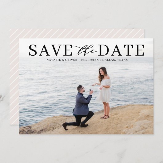 Black Modern Mix Typografy Classic Foto Save The Date (Vorne/Hinten)