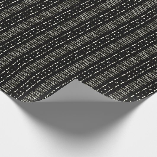 Black Modern Mudtuch Tribal Design Wrapping Paper Geschenkpapier (Ecke)