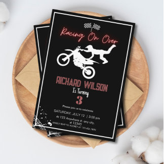 Black Modern Neon Dirt Bike Geburtstag Einladung