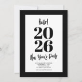 Black Modern New Years Party Einladung (Vorderseite)
