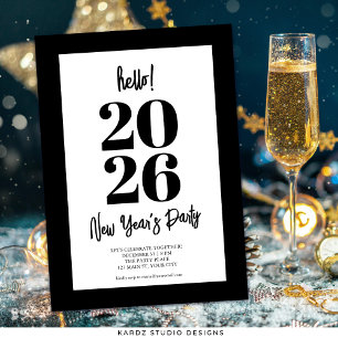 Black Modern New Years Party Einladung