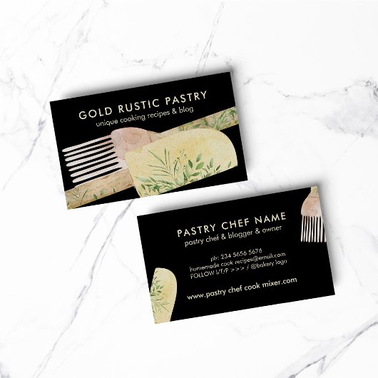 Black Modern Pastry Koch Cake Maker Bäckerei Visitenkarte