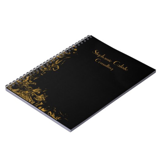Black Modern Personal Stationery Liquid Gold Notizblock (Linke Seite)