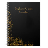 Black Modern Personal Stationery Liquid Gold Notizblock (Vorderseite)