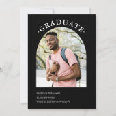 Black Modern Personalisiert Foto Script Abschluss Einladung (Vorderseite)