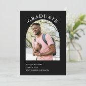 Black Modern Personalisiert Foto Script Abschluss Einladung (Stehend Vorderseite)