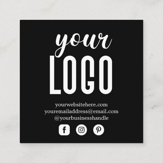 Black Modern Personalisiert Order Circle Vielen Da Quadratische Visitenkarte (Rückseite)