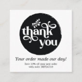 Black Modern Personalisiert Order Circle Vielen Da Quadratische Visitenkarte (Vorderseite)