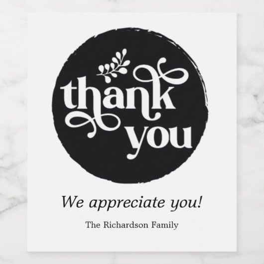 Black Modern Personalisiert Order Circle Vielen Da Weinetikett (Einzelnes Label)