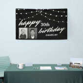 Black Modern Photo Any Birthday Party Banner (Messeveranstaltung)