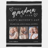 Black Modern Photo Collage Best Grandma Ever Fleecedecke (Vorderseite)
