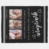 Black Modern Photo Collage Best Grandma Ever Fleecedecke (Vorderseite (Horizontal))