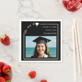 Black modern photo Graduation Party Serviette (Beispiel)