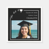 Black modern photo Graduation Party Serviette (Vorderseite)