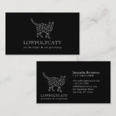 Black Modern Polygonal Cat Visitenkarte (Vorne/Hinten)
