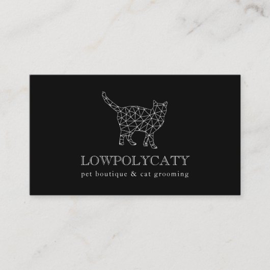 Black Modern Polygonal Cat Visitenkarte (Vorderseite)