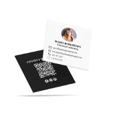 Black Modern QR Code Social Media Foto Quadratische Visitenkarte