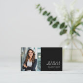 Black Modern Real Anwesen Beruflich Foto QR Visitenkarte (Stehend Vorderseite)