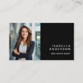 Black Modern Real Anwesen Beruflich Foto QR Visitenkarte (Vorderseite)