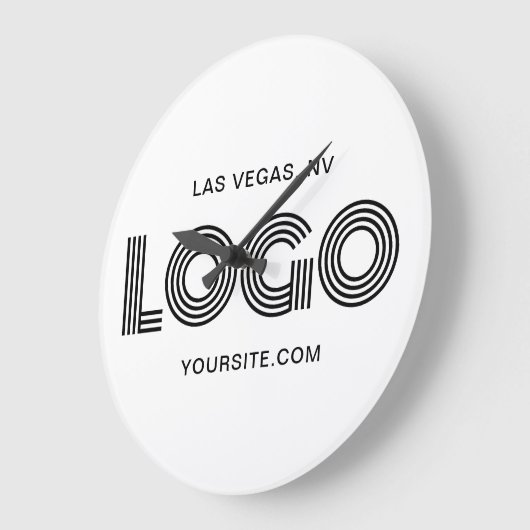 Black Modern Rectangular Logo Große Wanduhr (Winkel)