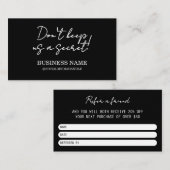 Black Modern Refer a Friend Visitenkarte (Vorne/Hinten)