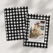 Black Modern Retro Kariertes Foto Xmas Feiertagskarte