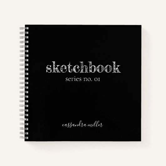 Black Modern Rustic Hand Letters Sketchbook Notizblock (Vorderseite)