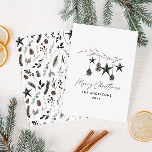 Black modern scandi elegant script Christmas Feiertagskarte