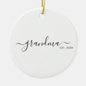 Black Modern Script Established Grandma Keramik Ornament (Vorne)