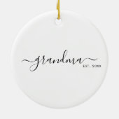 Black Modern Script Established Grandma Keramik Ornament (Hinten)
