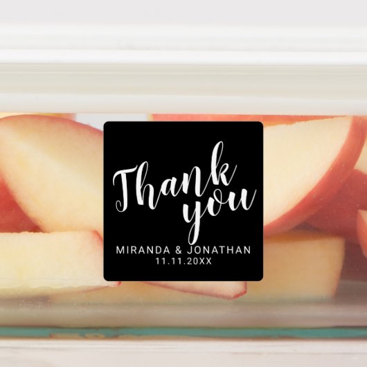 Black Modern Script Gastgeschenk Hochzeit Vielen D Etiketten (Befestigt)