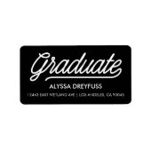 Black Modern Script Graduate Address Labels Adressaufkleber (Vorne)