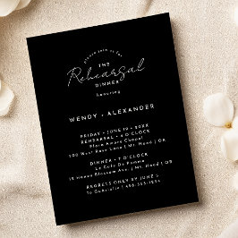 Black Modern Script Hochzeitsfest Probe Dinner Einladung