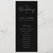 Black Modern Script Hochzeitsprogramm Programm (Vorderseite)