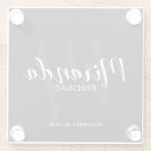 Black Modern Script Personalisiert Bridesmaiers Glasuntersetzer (Rückseite)