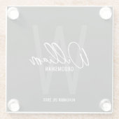 Black Modern Script Personalisiert Trauzeuge Name Glasuntersetzer (Rückseite)